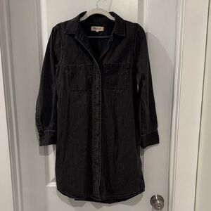Madewell Black Denim Shirt Dress XS